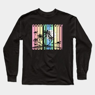 Good Vibes Only, Paradise Island Silhouette Design Long Sleeve T-Shirt